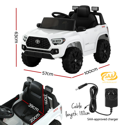 Kids Electric Ride On Car Toyota Tacoma Off Road Jeep Toy Cars Remote 12V Whte - ToyChest.au