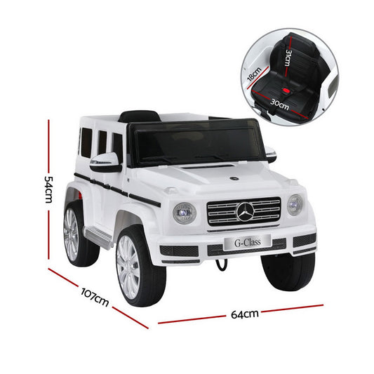 Kids Ride On Car Licensed G500 Electric Toys Horn Remote 12V White - ToyChest.au