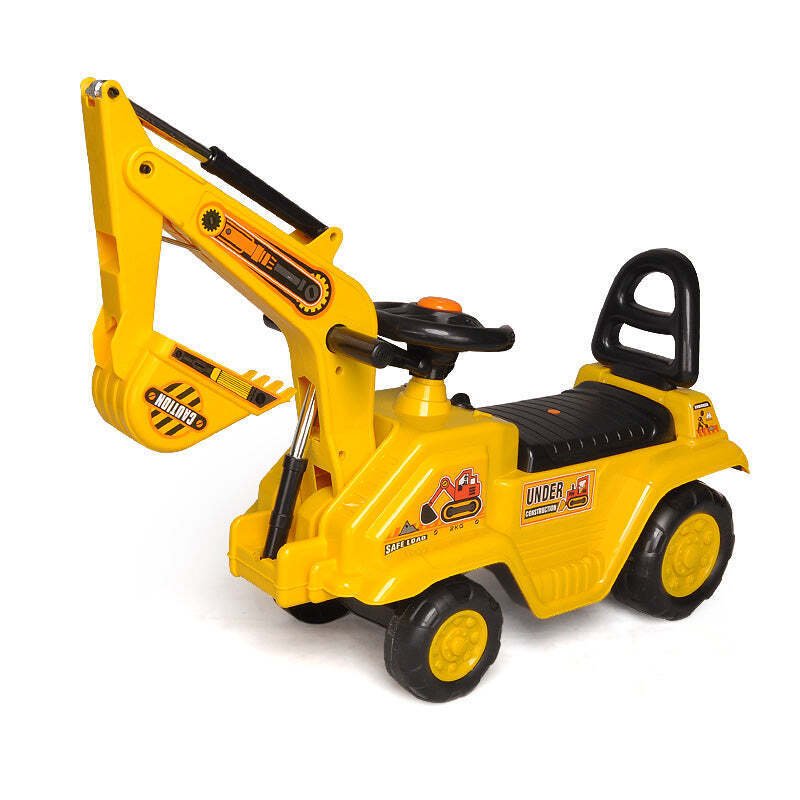 Ride - on Children's Excavator (Yellow) w/ Dual Operation Levers to Scoop