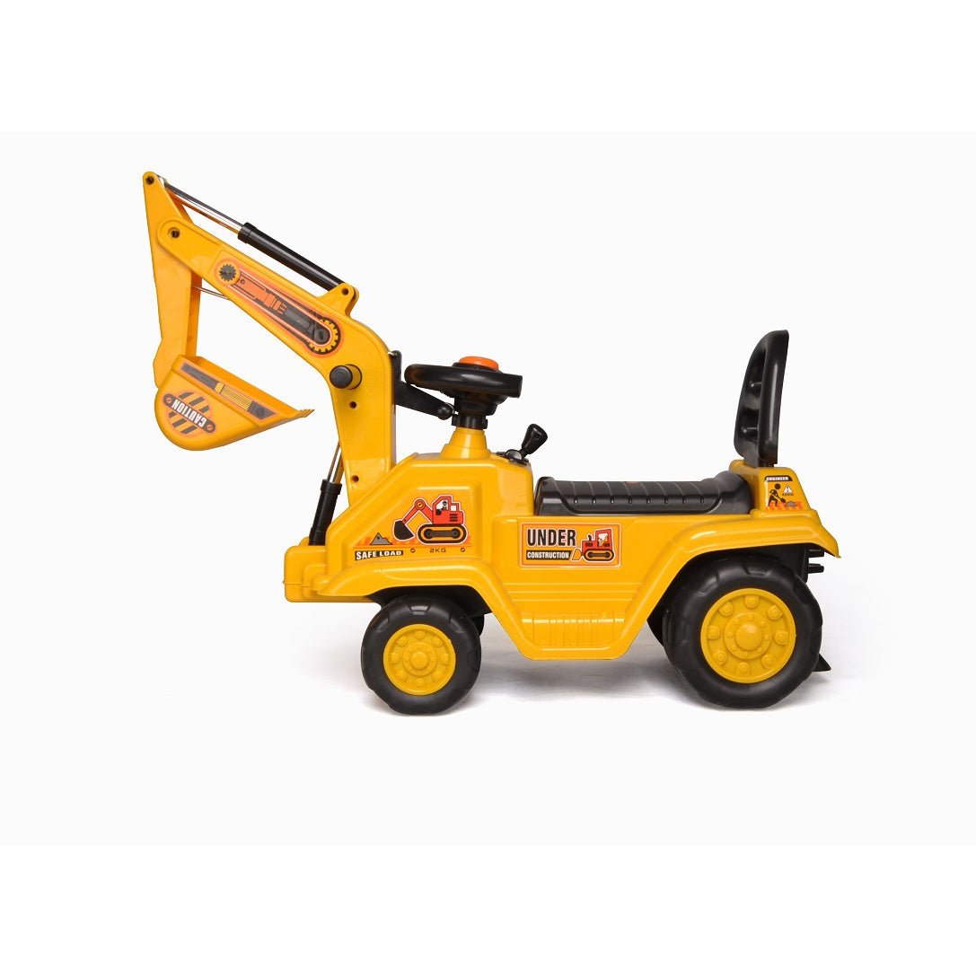 Ride - on Children's Excavator (Yellow) w/ Dual Operation Levers to Scoop