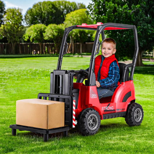 Rigo Kids Electric Ride On Car Forklift Loader Toys Cars Horn Remote 12V Red - ToyChest.au