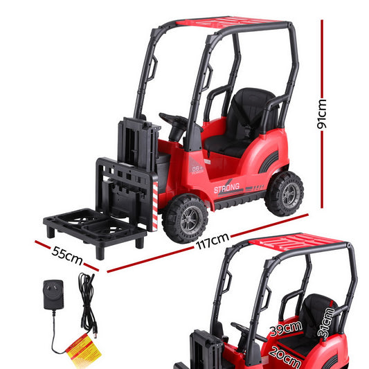 Rigo Kids Electric Ride On Car Forklift Loader Toys Cars Horn Remote 12V Red - ToyChest.au