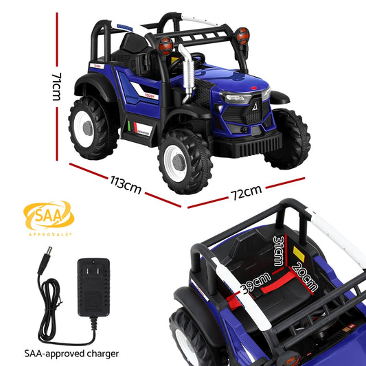 Rigo Kids Electric Ride On Car Off Road Jeep Remote 12V Blue - ToyChest.au