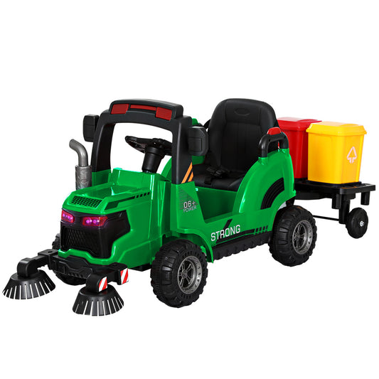 Rigo Kids Electric Ride On Car Street Sweeper Truck Toy Cars Remote 12V Green - ToyChest.au