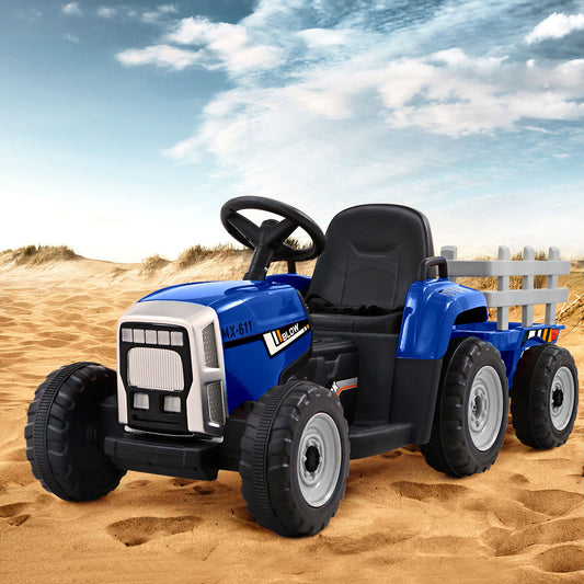 Rigo Kids Electric Ride On Car Tractor Toy Cars 12V Blue - ToyChest.au
