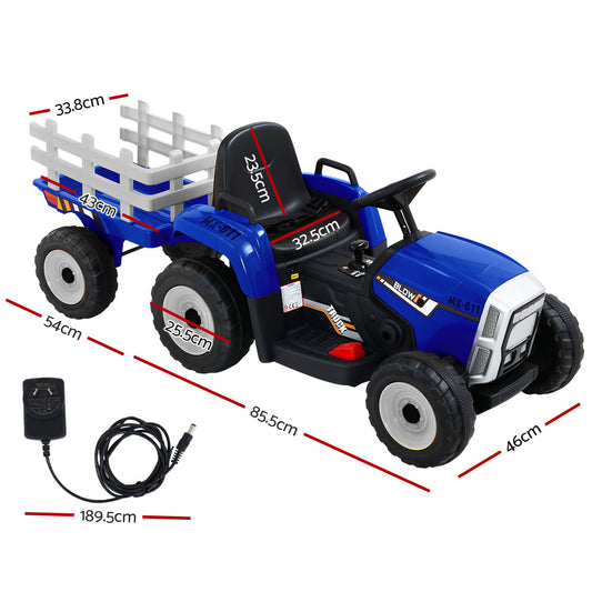 Rigo Kids Electric Ride On Car Tractor Toy Cars 12V Blue - ToyChest.au
