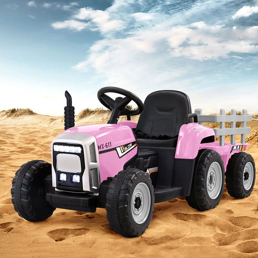 Rigo Kids Electric Ride On Car Tractor Toy Cars 12V Pink - ToyChest.au