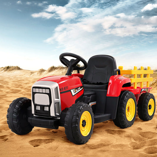 Rigo Kids Electric Ride On Car Tractor Toy Cars 12V Red - ToyChest.au