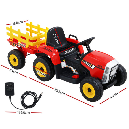 Rigo Kids Electric Ride On Car Tractor Toy Cars 12V Red - ToyChest.au