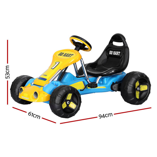 Rigo Kids Pedal Go Kart Ride On Toys Racing Car Plastic Tyre Blue - ToyChest.au