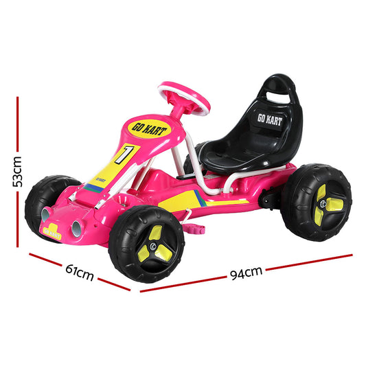 Rigo Kids Pedal Go Kart Ride On Toys Racing Car Plastic Tyre Pink - ToyChest.au