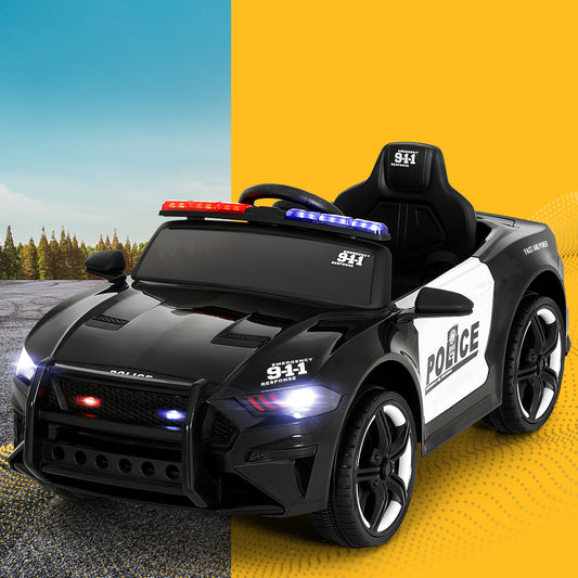 Rigo Kids Ride On Car Electric Patrol Police Cars Battery Powered Toys 12V Black - ToyChest.au