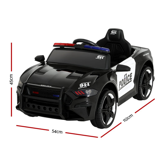 Rigo Kids Ride On Car Electric Patrol Police Cars Battery Powered Toys 12V Black - ToyChest.au