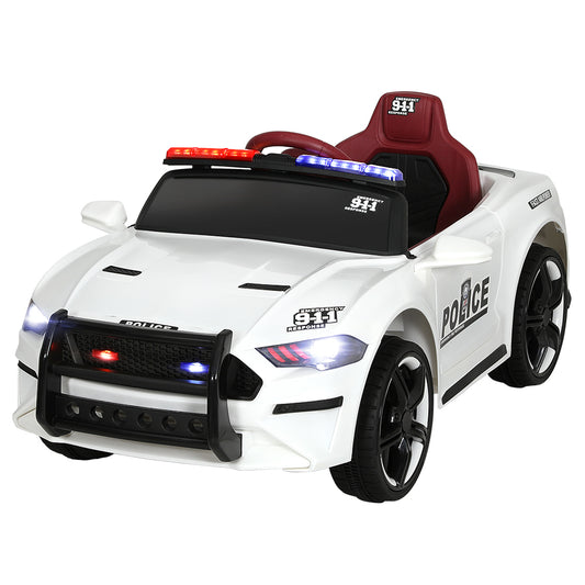 Rigo Kids Ride On Car Electric Patrol Police Cars Battery Powered Toys 12V White - ToyChest.au