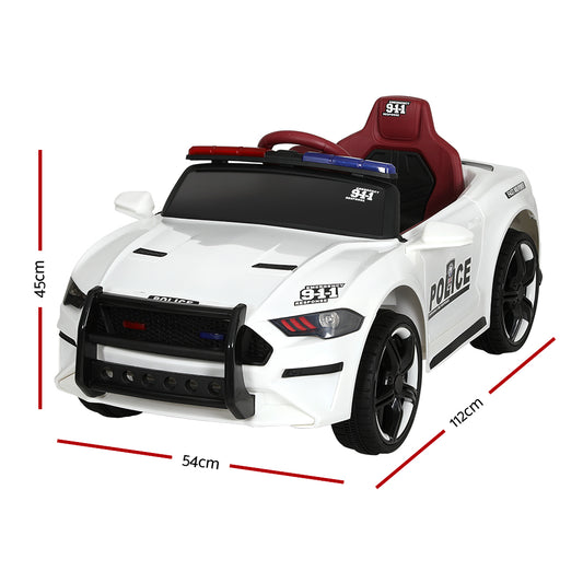 Rigo Kids Ride On Car Electric Patrol Police Cars Battery Powered Toys 12V White - ToyChest.au