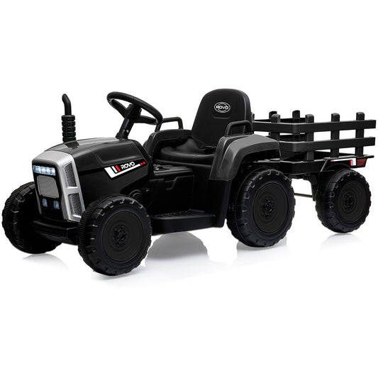 ROVO KIDS Electric Battery Operated Ride On Tractor Toy, Remote Control, Black - ToyChest.au