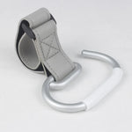 Grey Stroller Hooks 4-Pack - Leather and Alloy Pram Hooks with Velcro for Mom Bags and Accessories