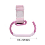 Grey Stroller Hooks 4-Pack - Leather and Alloy Pram Hooks with Velcro for Mom Bags and Accessories