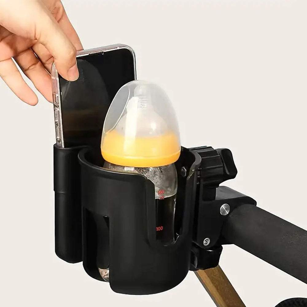 Vibe Geeks Convenient 2-in-1 Stroller Cup and Phone Holder for On-the-go Parenting - Black