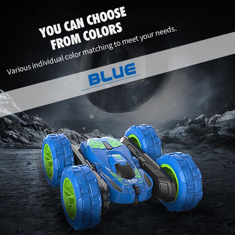 Blue Stunt Tumbling Car Toy With 2.4Ghz Remote Control