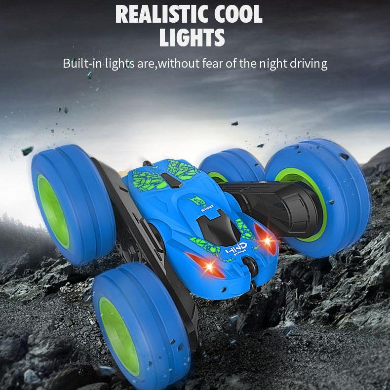 Blue Stunt Tumbling Car Toy With 2.4Ghz Remote Control