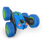 Blue Stunt Tumbling Car Toy With 2.4Ghz Remote Control