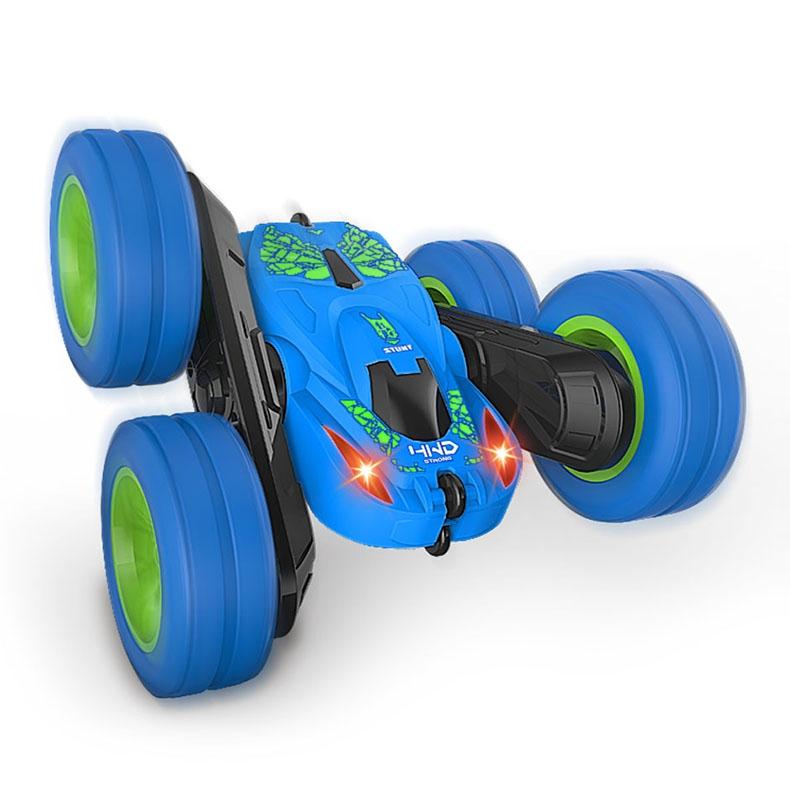 Blue Stunt Tumbling Car Toy With 2.4Ghz Remote Control