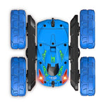 Blue Stunt Tumbling Car Toy With 2.4Ghz Remote Control