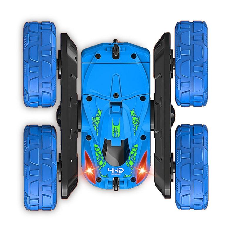 Blue Stunt Tumbling Car Toy With 2.4Ghz Remote Control