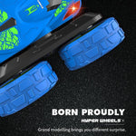 Blue Stunt Tumbling Car Toy With 2.4Ghz Remote Control