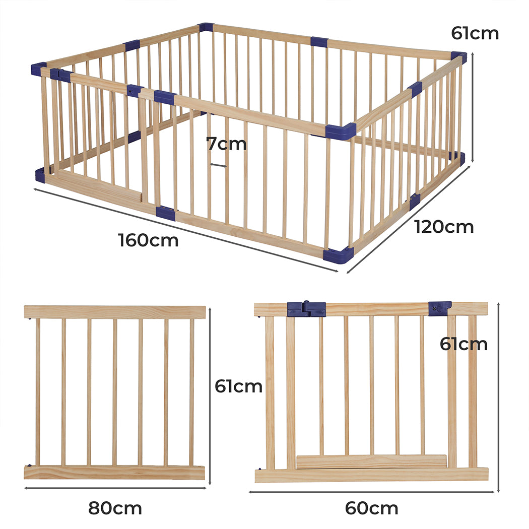 BoPeep Kids Playpen Wooden Baby Safety Medium