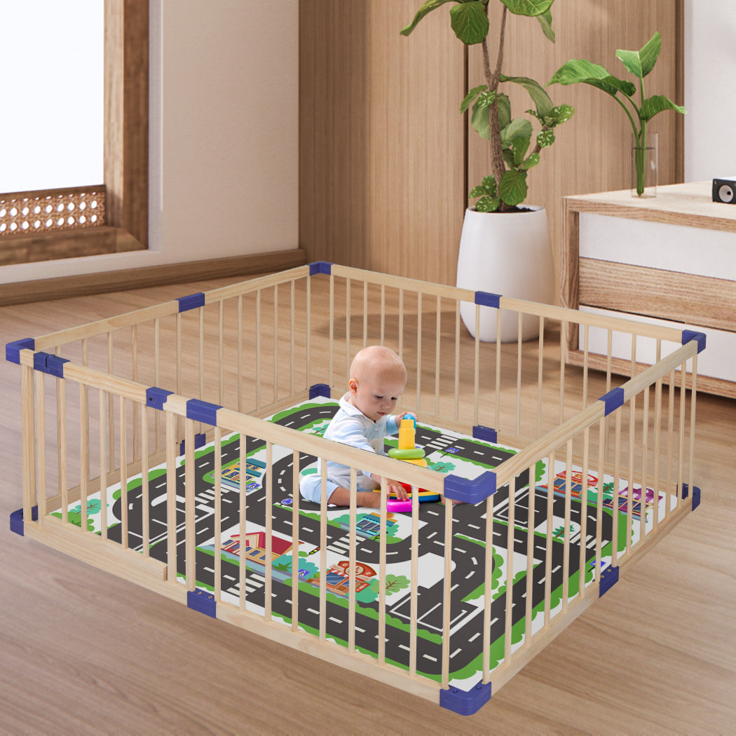 BoPeep Kids Playpen Wooden Baby Safety Medium