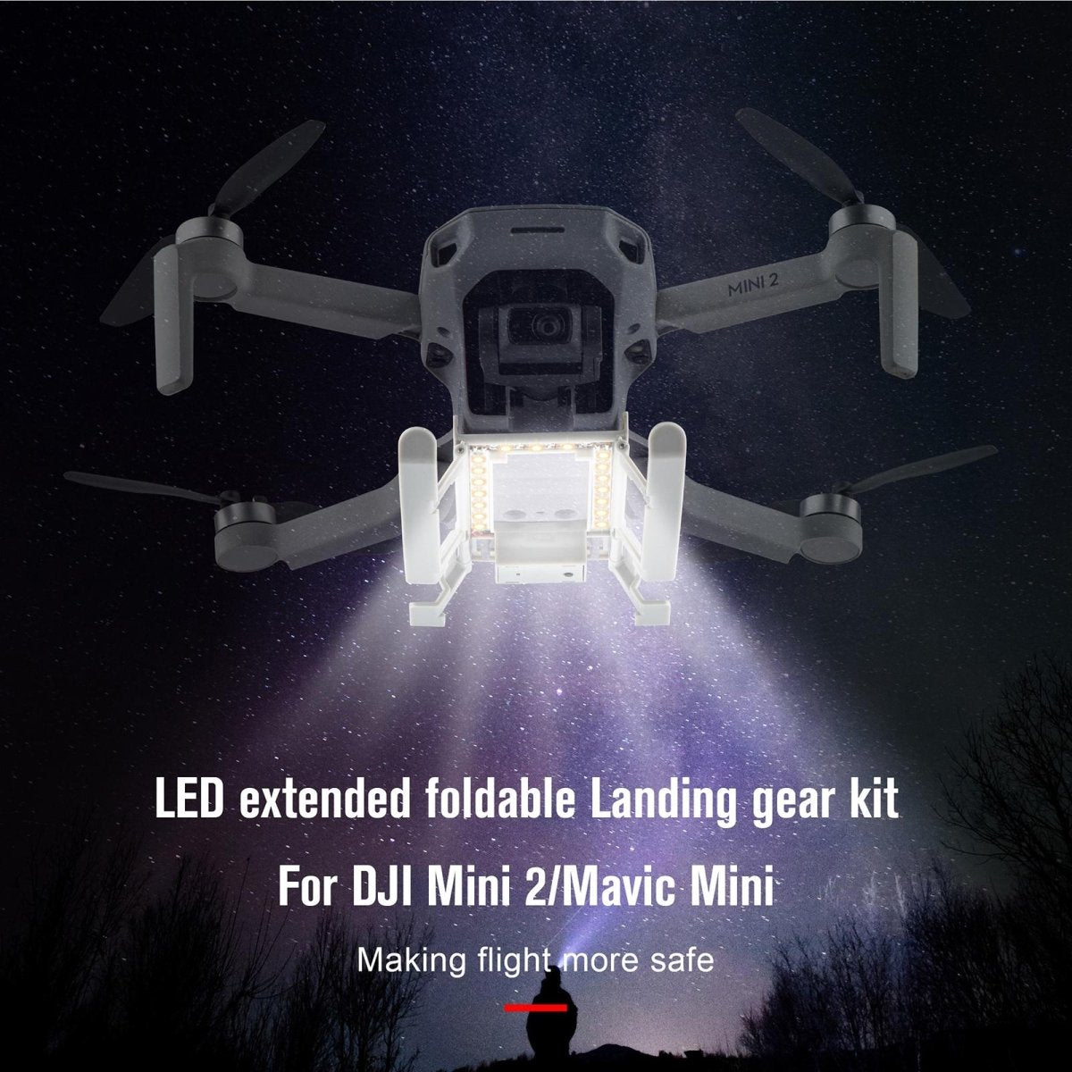 Foldable Landing Gear Extender For Dji Mini 2 / Mavic Mini With Led Night Light