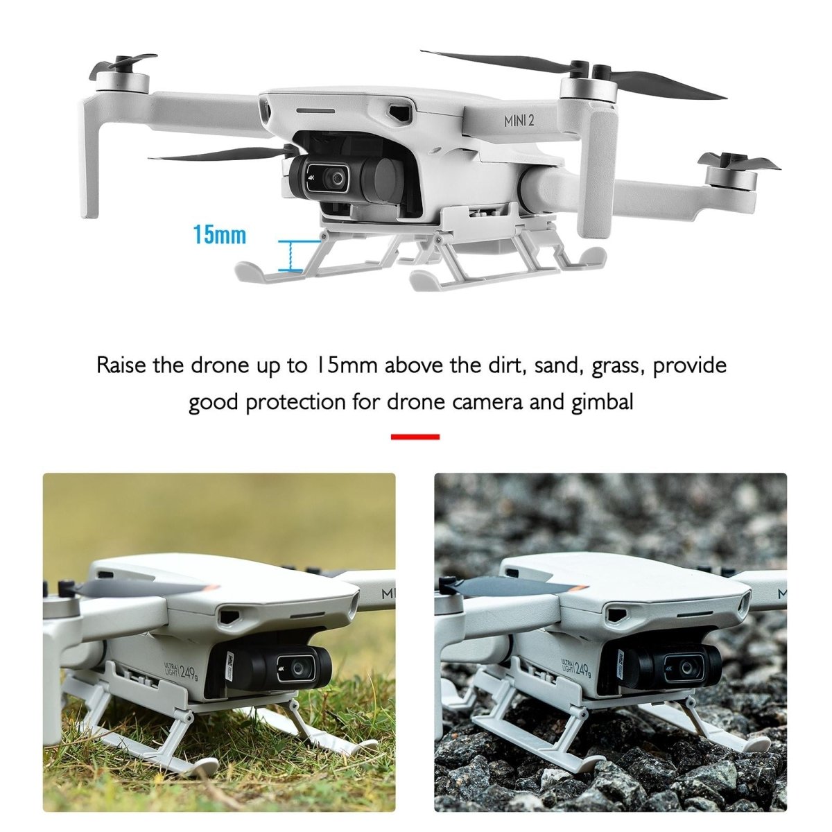 Foldable Landing Gear Extender For Dji Mini 2 / Mavic Mini With Led Night Light