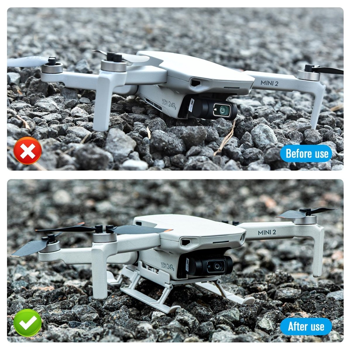 Foldable Landing Gear Extender For Dji Mini 2 / Mavic Mini With Led Night Light